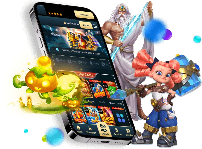 Người chơi đang chơi slot game trên điện thoại di động với ứng dụng fun222 khuyến mãi